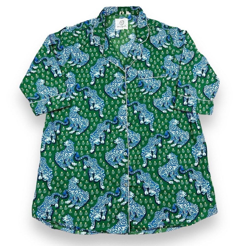 Print Fresh Bagheera Tiger Queen Jade Pajama Sleep Shirt Tunic Pockets S…